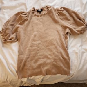 express puff sleeve short sleeved soft sweater